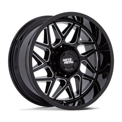 MOTO METAL - 20X10 MILL MO812 TURBINE GLOSS BLACK MILLED 6X5.5