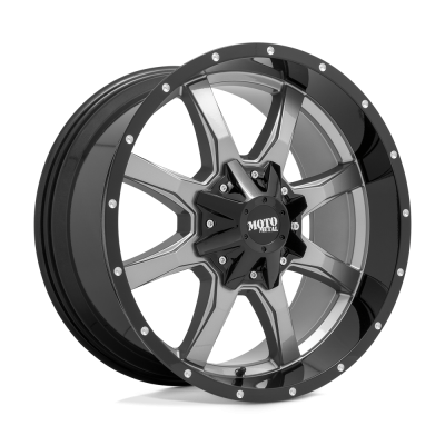 MOTO METAL - 20X10 12MM MO970 GLOSS GRAY CENTER W/ G-BLK LIP 8X180