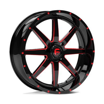 Fuel Wheel - Fuel UTV D650 MAVERICK UTV 4X156 4.51 Backspace GLOSS BLACK MILLED W/ RED TINT