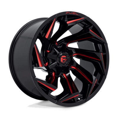 Fuel Wheel - Fuel 1PC D755 REACTION 8X6.5 4.77 Backspace GLOSS BLACK MILLED W/ RED TINT