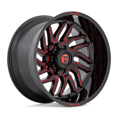 Fuel Wheel - Fuel 1PC D808 HURRICANE 4X156 4.77 Backspace GLOSS BLACK MILLED W/ RED TINT