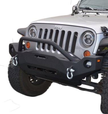 DV8 Offroad - Steel Mid Front Bumper 19 w/ Fog Lights for 07-17 Jeep Wrangler - Image 1