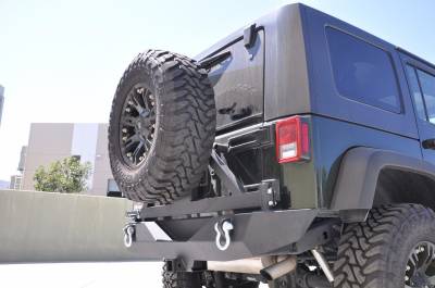 DV8 Offroad - Black Rear Bumper with Tire Carrier 01 Aluminum Handle 07-17 Jeep - Image 3