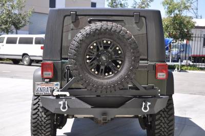 DV8 Offroad - Black Rear Bumper with Tire Carrier 01 Aluminum Handle 07-17 Jeep - Image 4