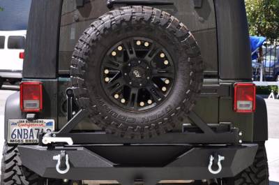 DV8 Offroad - Black Rear Bumper with Tire Carrier 01 Tapered Bearing 07-17 Jeep - Image 4