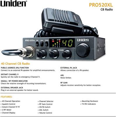 Cobra Electronics - Uniden 7 Watt Compact CB Radio - PRO 520XL - Image 3