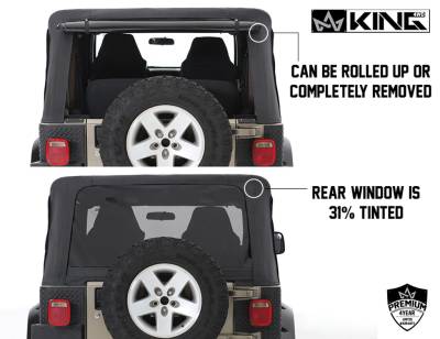 King 4WD - King 4WD Replacement Soft Top With Tinted Upper Doors - Black Diamond - Wrangler TJ 1997-2006 - Image 5