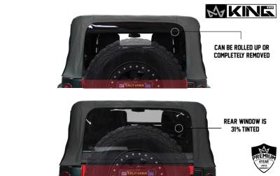 King 4WD - King 4WD Premium Replacement Soft Top, Black Diamond With Tinted Windows, Jeep Wrangler Unlimited JK 4 Door 2010-2018 - Image 8