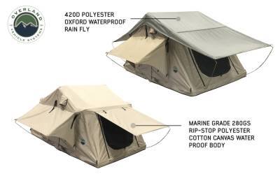 Overland Vehicle Systems - OVS TMBK 3 Roof Top Tent - Tan Base With Green Rain Fly - Image 2