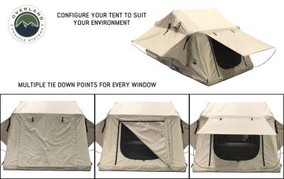 Overland Vehicle Systems - OVS TMBK 3 Roof Top Tent - Tan Base With Green Rain Fly - Image 5
