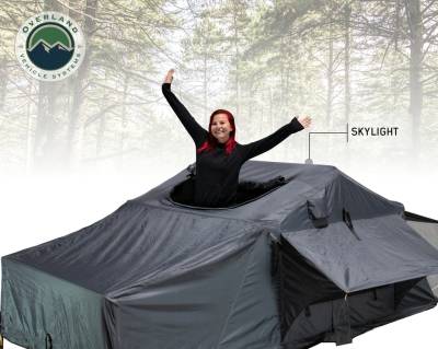 Overland Vehicle Systems - OVS Nomadic 4 Extended Roof Top Tent  - Dark Gray Base With Green Rain Fly & Black Cover - Image 3