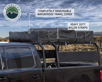 Overland Vehicle Systems - OVS Nomadic 4 Extended Roof Top Tent  - Dark Gray Base With Green Rain Fly & Black Cover - Image 9