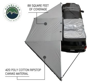 Overland Vehicle Systems - Nomadic 180 - Dark Gray Awning with Bracket Kit and Extended Poles - Image 2