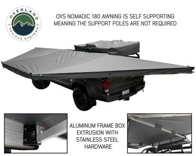 Overland Vehicle Systems - Nomadic 180 - Dark Gray Awning with Bracket Kit and Extended Poles - Image 13
