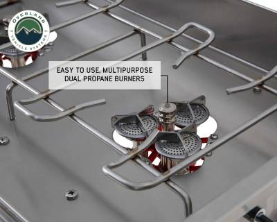 Overland Vehicle Systems - Komodo Camp Kitchen -  Dual Grill, Skillet, Folding Shelves, and Rocket Tower - Stainless Steel - Image 3