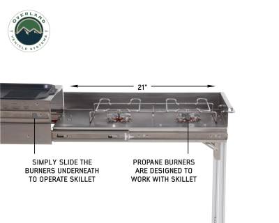 Overland Vehicle Systems - Komodo Camp Kitchen -  Dual Grill, Skillet, Folding Shelves, and Rocket Tower - Stainless Steel - Image 4