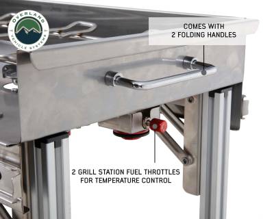 Overland Vehicle Systems - Komodo Camp Kitchen -  Dual Grill, Skillet, Folding Shelves, and Rocket Tower - Stainless Steel - Image 7