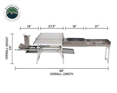 Overland Vehicle Systems - Komodo Camp Kitchen -  Dual Grill, Skillet, Folding Shelves, and Rocket Tower - Stainless Steel - Image 13