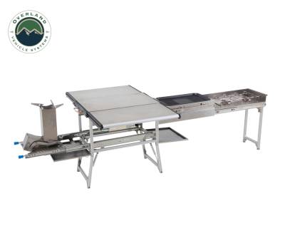 Overland Vehicle Systems - Komodo Camp Kitchen -  Dual Grill, Skillet, Folding Shelves, and Rocket Tower - Stainless Steel - Image 15