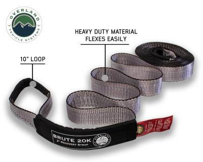 Overland Vehicle Systems - OVS Recovery  Tow Strap 20,000 lb. 2" x 30' Gray With Black Ends & Storage Bag - Image 4