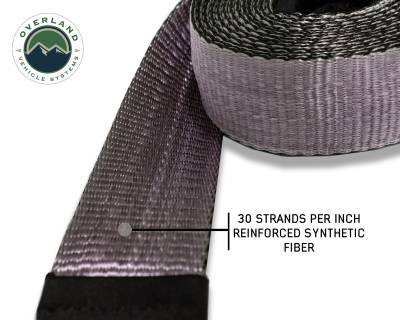 Overland Vehicle Systems - OVS Recovery  Tow Strap 20,000 lb. 2" x 30' Gray With Black Ends & Storage Bag - Image 7