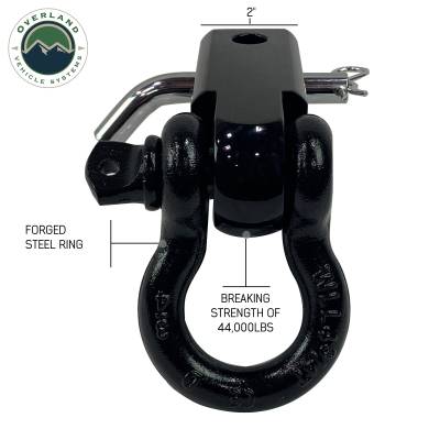 Overland Vehicle Systems - OVS Recovery Receiver Mount Shackle 3/4" 4.75 Ton With Dual Hole Black & Pin & Clip - Image 4