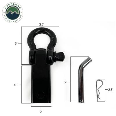 Overland Vehicle Systems - OVS Recovery Receiver Mount Shackle 3/4" 4.75 Ton With Dual Hole Black & Pin & Clip - Image 7