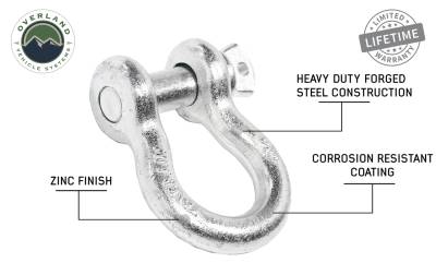 Overland Vehicle Systems - OVS Recovery  Shackle 3/4" 4.75 Ton - Zinc - Image 4
