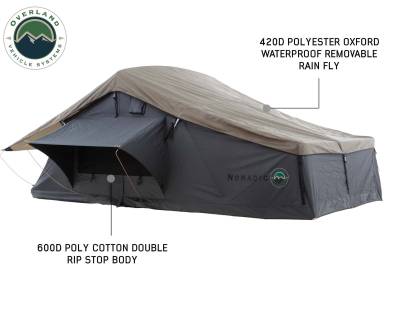 Overland Vehicle Systems - Nomadic 2 Extended Roof Top Tent - Dark Gray Base With Green Rain Fly & Black Cover - Image 2