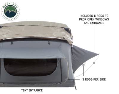 Overland Vehicle Systems - Nomadic 2 Extended Roof Top Tent - Dark Gray Base With Green Rain Fly & Black Cover - Image 4