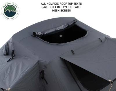 Overland Vehicle Systems - Nomadic 2 Extended Roof Top Tent - Dark Gray Base With Green Rain Fly & Black Cover - Image 5