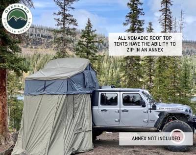 Overland Vehicle Systems - Nomadic 2 Extended Roof Top Tent - Dark Gray Base With Green Rain Fly & Black Cover - Image 14