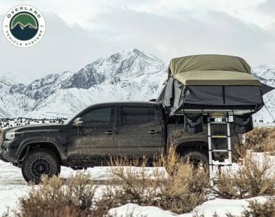 Overland Vehicle Systems - Nomadic 2 Extended Roof Top Tent - Dark Gray Base With Green Rain Fly & Black Cover - Image 15
