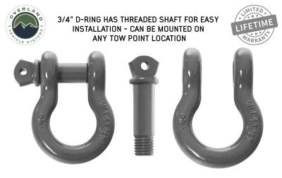 Overland Vehicle Systems - OVS Recovery  Shackle 3/4" 4.75 Ton - Grey - Image 2