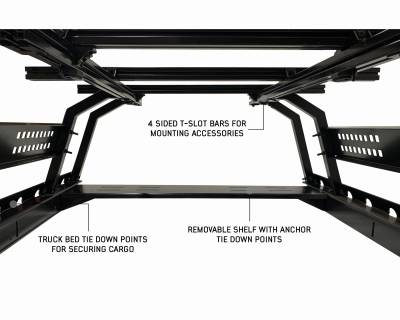 Overland Vehicle Systems - Discovery Rack with Side Cargo Plates, With Front Cargo Tray System Kit Mid Size Truck Short Bed Application - Image 7