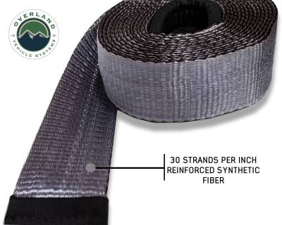 Overland Vehicle Systems - OVS Recovery  Tow Strap 30,000 lb. 3" x 30' Gray With Black Ends & Storage Bag - Image 7