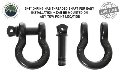 Overland Vehicle Systems - OVS Recovery Shackle 3/4" 4.75 Ton - Black - Image 2