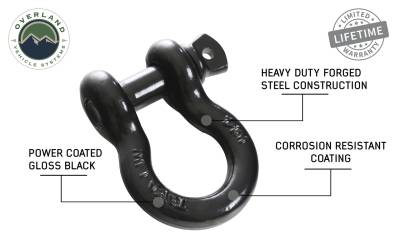 Overland Vehicle Systems - OVS Recovery Shackle 3/4" 4.75 Ton - Black - Image 4
