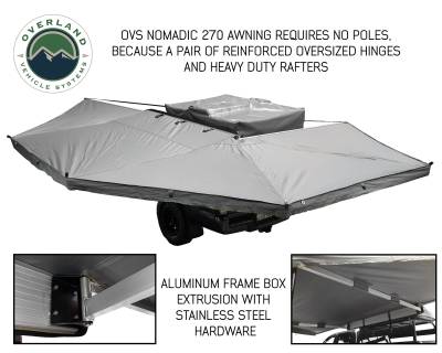 Overland Vehicle Systems - Nomadic Awning 270 - Dark Gray Cover With Black Transit Cover - Driver Side & Brackets - Image 2