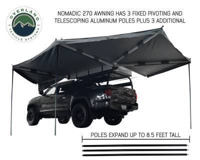 Overland Vehicle Systems - Nomadic Awning 270 - Dark Gray Cover With Black Transit Cover - Driver Side & Brackets - Image 4