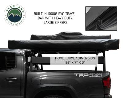 Overland Vehicle Systems - Nomadic Awning 270 - Dark Gray Cover With Black Transit Cover - Driver Side & Brackets - Image 14