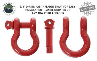 Overland Vehicle Systems - OVS Recovery  Shackle 3/4" 4.75 Ton - Red - Image 2