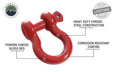 Overland Vehicle Systems - OVS Recovery  Shackle 3/4" 4.75 Ton - Red - Image 4