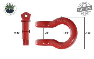 Overland Vehicle Systems - OVS Recovery  Shackle 3/4" 4.75 Ton - Red - Image 6