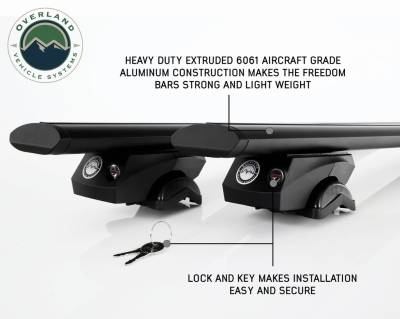 Overland Vehicle Systems - Freedom Bar Mounting Combo Kit (FBM1) - 4 Pieces Black Factory Side Rail Mount and 50" Black Straight Crossbars - Image 1