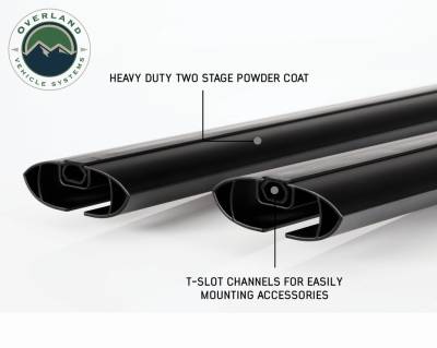 Overland Vehicle Systems - Freedom Bar Mounting Combo Kit (FBM1) - 4 Pieces Black Factory Side Rail Mount and 50" Black Straight Crossbars - Image 2