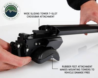 Overland Vehicle Systems - Freedom Bar Mounting Combo Kit (FBM1) - 4 Pieces Black Factory Side Rail Mount and 50" Black Straight Crossbars - Image 3