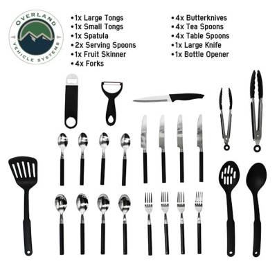Overland Vehicle Systems - Overland Kitchen Kit - 24 Piece Cooking and Utensil Kit, Hanging Carrying Case - Image 2