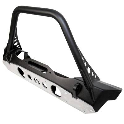 Artec Industries - Artec Powdercoat Nighthawk Mid-tube Stinger Front Bumper with Aluminum Skid for JK, JL, and JT - Black Powdercoat - Image 1