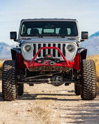 Artec Industries - Artec Powdercoat Nighthawk Mid-tube Stinger Front Bumper with Aluminum Skid for JK, JL, and JT - Black Powdercoat - Image 9